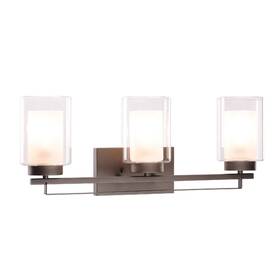 Xb-w1195-3-db Xinbei Lighting 3 Light Bathroom Vanity With Dual Glass In Dark Bronze Wall Mount Xb-w1195-3-db Xinbei Lighting 3 Light Bathroom Vanity With Dual Glass In Dark Bronze Wall Mount