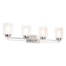 Xb-w1195-4-bn Xinbei Lighting Bathroom Vanity With Dual Glass Brushed Nickel Modern Wall Mount Light