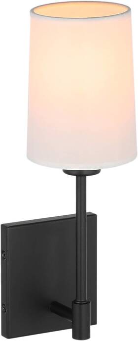 Xb-w1215-1-mb Xinbei Lighting Modern Wall Lamp Black Mounted Sconce 1 Light With Fabric Shade For Bedroom