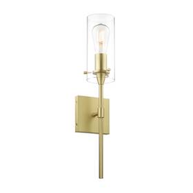 Xb-w1301-sb Xinbei Lighting Gold Wall Sconces Single Light Bathroom Fixture Satin Brass With Clear Glass