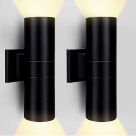 Sc-bd-24w Xingguang Mingren 2-pack Led Outdoor Wall Sconces 14w 2700k Matte Black Aluminum Lights Up