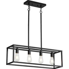 Xs8801-4 Xislthotsl Black 4-light Industrial Vintage Chandelier Modern Linear Rectangular Cage H Xs8801-4 Xislthotsl Black 4-light Industrial Vintage Chandelier Modern Linear Rectangular Cage H