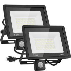 Yaaluoney 683770064962 50w Led Flood Light Outdoor Lighting 2 Pack With Plug Ip66 Waterproof Exterio