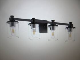 Ha-jq31901dbl-1a Yansun 28 Inch 4 Light Matte Black Industrial Modern Cylinder Vanity