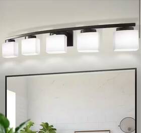 Ha-jq34301ebl-1a Yansun 41 Inch 5-light Matte Black Vanity Light One Shade Chipped