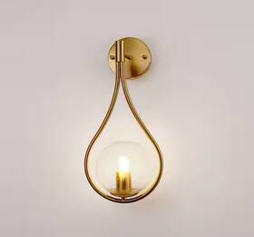 Ha-nb11501agd-1a Yansun Gold Wall Sconce 7.87 Inch Mid-century Water Drop Glass Shade Light