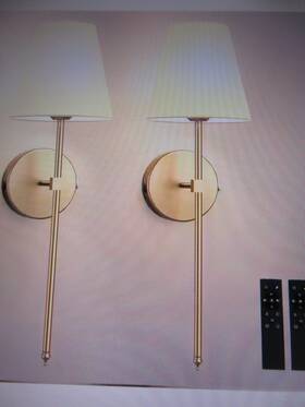 Ha-nb13101agd-2ap3 Yansun 8 Inch 1-light Gold Wall Sconce Rechargeable With Shade 2pk
