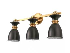 W-hh-jq30801cgb Yansun 25 Inch 3-light Black And Gold Bathroom Vanity Light