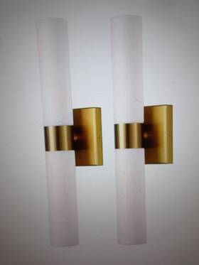 Ha-nb12101bgb-2ap2 Yanusn Yansun 18 Inch 2-light Modern Gold And White Double Tube Wall Sconce 2pk