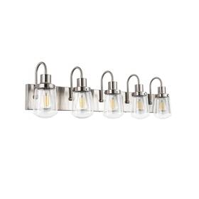 At9064wl5-qsn Yaohong Bathroom Vanity Light Fixtures With Seeded Glass Shade 5-light Industrial Va