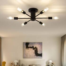 Sputnik-6 Yenigy 6-lights Semi Flush Mount Ceiling Light Matte Black Close To Inch