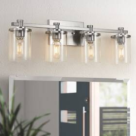 B82006 Yenlacy 4 Light Vanity Lights Nickel Finish Brushed Copper Accent Socket Clear Gl