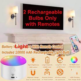 B0bxnh2y8p Yhcdlamp Rechargeable 10 000mah Battery Operated Bulbs Set Of 2 With Remote Control