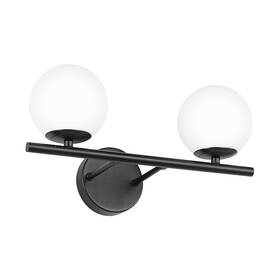 Yhtlaeh 791783785047 New Bathroom 2 Vanity Light Fixtures Brushed Black Milk White Globe G