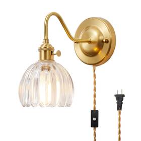 Yj-wl-31 Yjqhxy Vintage Plug-in Wall Sconce Lamp With Hand-blown Clear Glass Yj-wl-31 Yjqhxy Vintage Plug-in Wall Sconce Lamp With Hand-blown Clear Glass