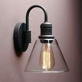Yosoan 742939966469 1-light Vintage Industrial Fixture Light Funnel Flared Clear Glass Sha