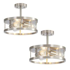Yosl005-2 Youroke 2 Pack Close To Ceiling Lights Brushed Nickel Semi Flush Mount Light