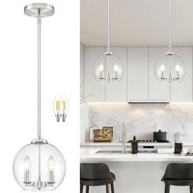 Ys101-25qn Yshomestunn 10 Inch Globe Pendant Lights Kitchen Island Glass Light Fixture Bed