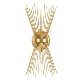 Yubole 723576371687 Brass 2-light Vanity Light Mid-century Modern Starburst Wall Sconce La