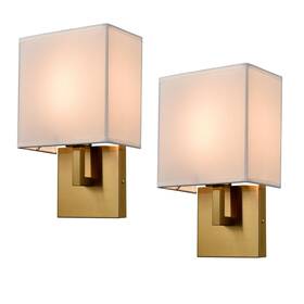 T3115bu-j-2 Yubole Gold Wall Sconces Mid Century Light With Linen Shade Set Of 2 Lam