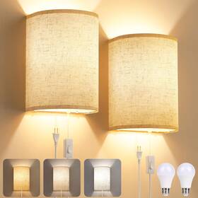 Byd-ac-001 Yunaking Plug In Wall Sconces Set Of Two Lights With On/off Switch - Stepless Co