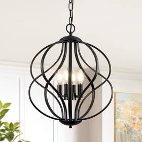 Yy30180002 Yurnyq Modern Black Chandelier For Dining Room 4 Lights Geometric Chandeliers Sphe