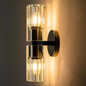 Yuyi 726084288508 13 Inch 2 Light Black Wall Sconce With K9 Crystal Lampshade Luxury Fo