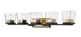 475-5v-mb-obr Z-lite - Bleeker Street 5 Light Bath Vanity In Craftsman Industrial Style 475-5v-mb-obr Z-lite - Bleeker Street 5 Light Bath Vanity In Craftsman Industrial Style