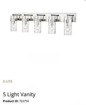 Z-lite 685659187328 5 Light Vanity Wall Fixture-polished Nickel Clear Glass