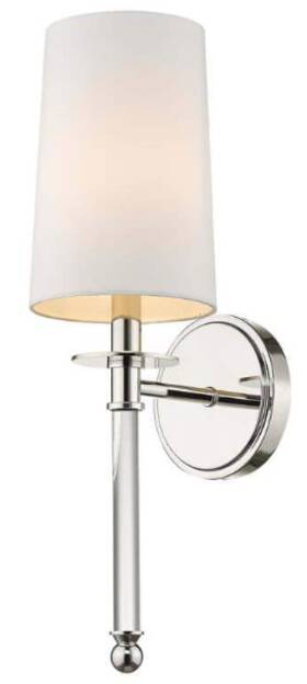 808-1s-pn Z-lite 1-light Polished Nickel Wall Sconce With White Fabric Shade 808-1s-pn Z-lite 1-light Polished Nickel Wall Sconce With White Fabric Shade