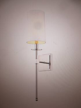 811-1s-pn Z-lite 1-light Polished Nickel Wall Sconce With White Fabric Shade