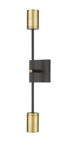 814-2s-mb-obr Z-lite 814-2s Calumet 2 Light 24 Inch Tall Wall Sconce - Matte Black / Olde Brass
