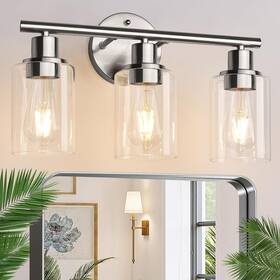 Gf-sxbv-41 Zarbitta 3-light Bathroom Light Fixtures Brushed Nickel Vanity Farmhouse Wall