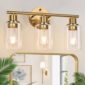 Sf-fdcv-196 Zarbitta 3-light Gold Bathroom Light Fixtures Modern Vanity With Clear