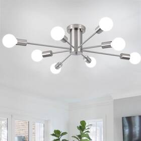 Zx-d0048s-8-sn Zemsum Sputnik Ceiling Light Fixture 8 Lights Brushed Nickel Chandeliers M