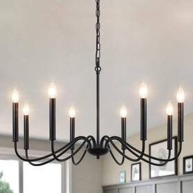 Zx-d0129-8-b Zemsum Black Chandeliers For Dining Room 8 Lights Modern Farmhouse Chandelier Light