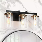 Z-g7arjfub-4488 Zevni 20 In. 3-light Black Vanity Light Bar With Clear Glass Cylinder Shades