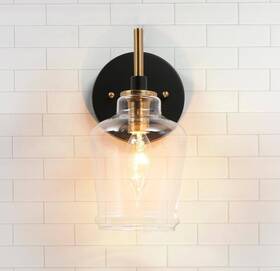Zevni Dennie 735940925099 Black Gold Sconce Clear Glass For Bathroom Hallway Bedroom And Living Room