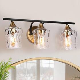 Z-17nijba3-4506 Zevni 20 Inch Modern 3-light Black Wall Sconce Brass Gold Transitional Bath Water