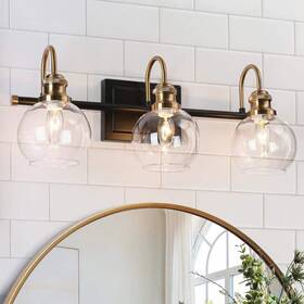 Z-48vqyuna-70w3 Zevni Modern 22 Inch 3-light Black Bathroom Vanity Light Powder Room Rustic Gold