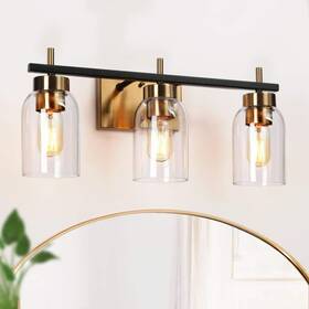 Z-77uzaiez-4606 Zevni 20 Inch Modern 3-light Brass Gold Bathroom Vanity Light Rustic Diy Black Bath