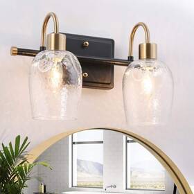 Z-b8qbvbui-72w2 Zevni Wall Sconce 14 Inch 2-light Black Brass Gold With Cylinder Clear Glass Shade