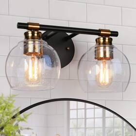 Z-f7m7nyjf-4542 Zevni 14 Inch 2-light Modern Black Bathroom Vanity Light Rustic Vintage Brass