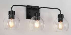 Z-h73mryr3-4722 Zevni 24.5 Inch 3-light Matte Black Vanity Light Clear Globe Shades - Used