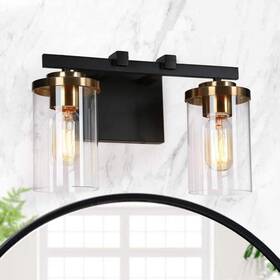 Z-r7nevaz2-4696 Zevni 14 Inch 2-light Black Vanity Light For Bathroom Industrial Modern Brass