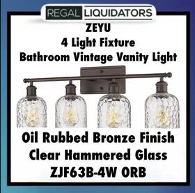 Zjf63b-4w Zeyu 27.3 Inch Vanity Light Oil Rubbed Bronze With Hammered Glass Orb