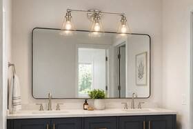 E26-rc2 Zhongshan Jimu Lighting Co. Ltd. Modern 3-light Bathroom Wall Sconce Silver Cone Glass Shades