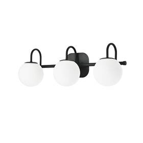 Zhuoer 788431692628 Modern Black Bathroom Vanity Light Fixtures 3 Lights Frame And Milk White Gla