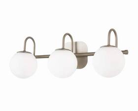 U004-brushed Zhuoer Brushed Nickel Bathroom Vanity Light Fixtures 3 Lights Milk White Glass Globe