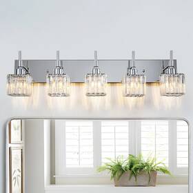 Zicbol 717214581439 Ora Modern Dimmable Crystal Bathroom Light Fixtures Over